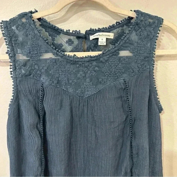 JohnpaulRichard Blue Lace Embroidered Sleeveless Mini Dress Size Small - Picture 2 of 5